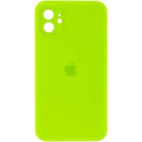 Чехол Silicone Case Full Camera Square Iphone 12 (Салатовый / Neon green)