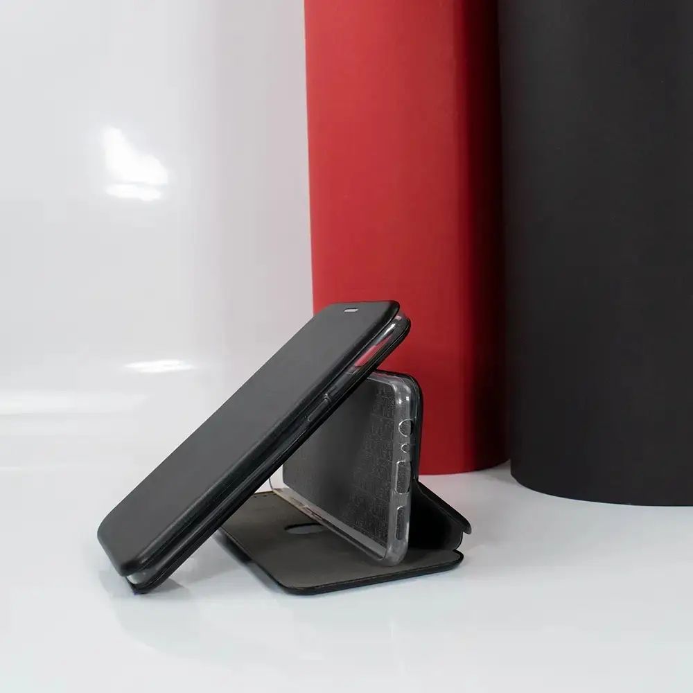 Чехол книжка Premium кожаный Xiaomi Redmi 12 (Черный)