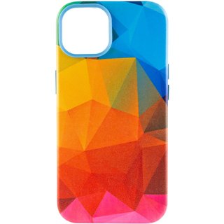 Чехол кожаний Colour Splash with MagSafe для Apple iPhone 13 (6.1") (Red / Blue)