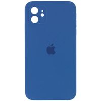 Чехол Silicone Case Full Camera Square Iphone 12 (Синий / Navy Blue)