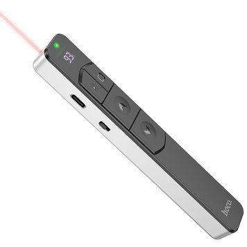 Лазерна указка-презентер HOCO GM202 Smart 2,4 ГГц для презентацій з USB-приймачем та LED-дисплеєм, срібляста