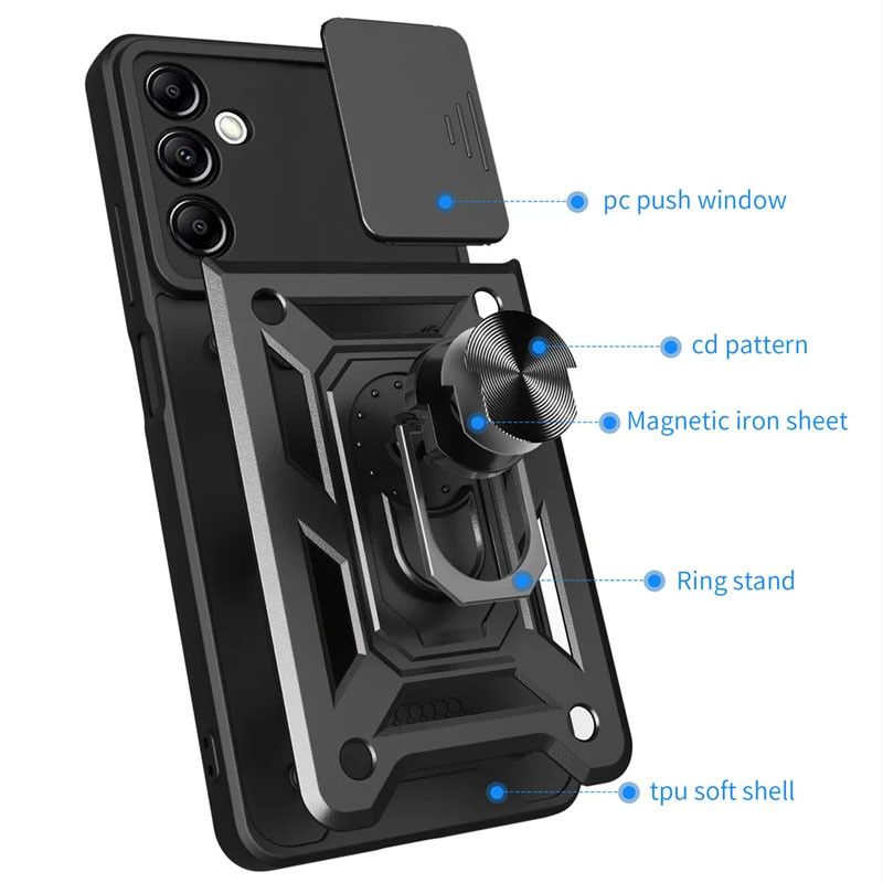 Ударопрочный чехол Camshield Serge Ring for Magnet для Oppo Reno 8T 4G (Черный)