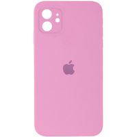 Чехол Silicone Case Full Camera Square Iphone 12 (Розовый / Light Pink)