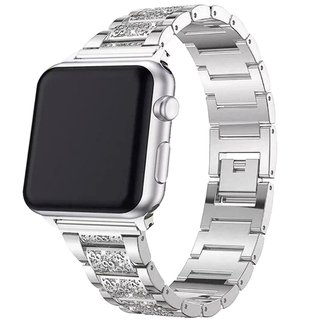 Ремінець металевий Bead Metal зі стразами Apple Watch 41 | 40 | 38 | SE mm (Silver)