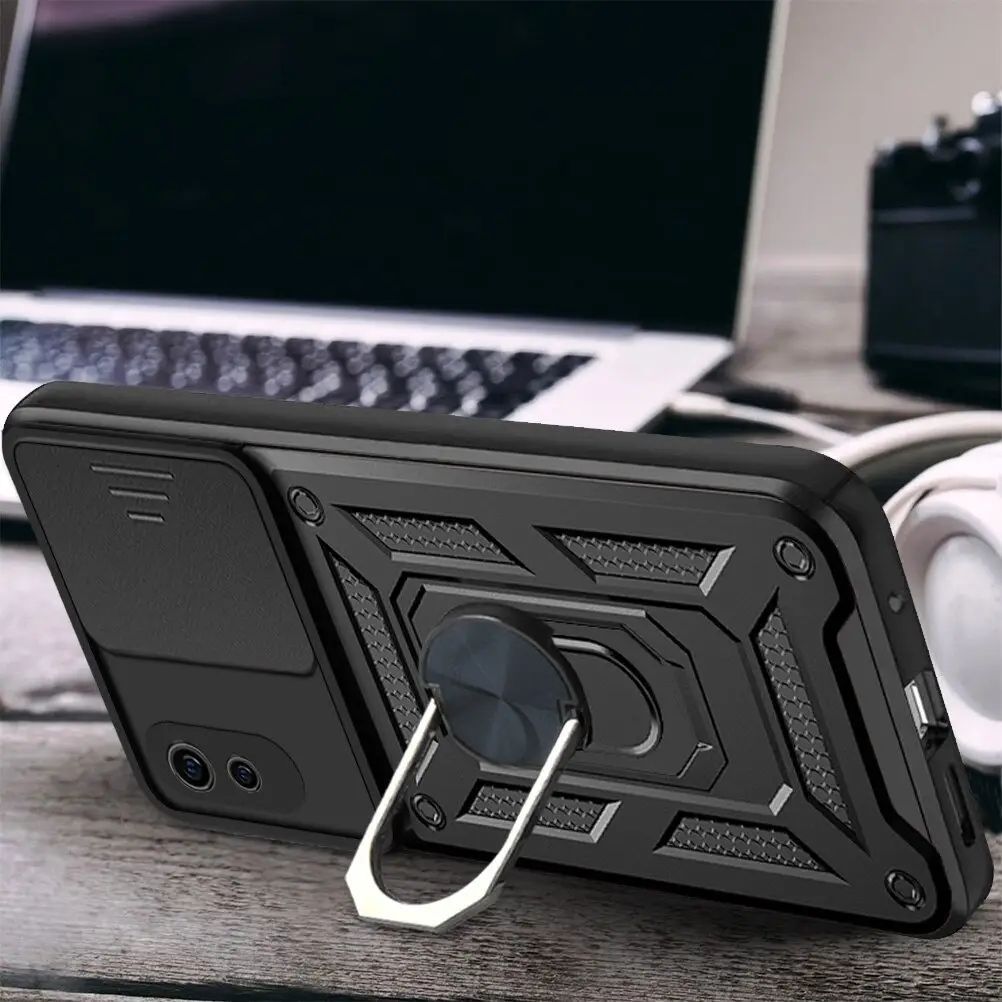 Ударопрочный чехол Camshield Serge Ring for Magnet для Xiaomi Redmi 9A (Черный)