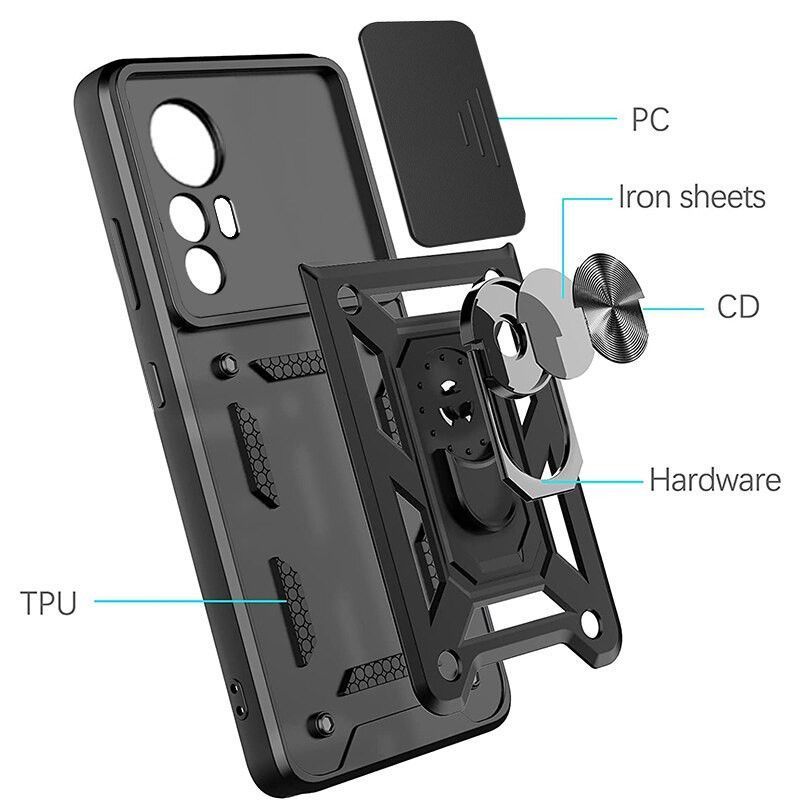 Ударопрочный чехол Camshield Serge Ring for Magnet для Xiaomi 12T (Чёрный)