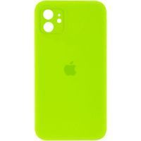 Чехол Silicone Case Full Camera Square Iphone 11 (Салатовый / Neon green)