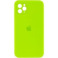 Чехол Silicone Case Full Camera Square Iphone 12 Pro (Салатовый / Neon green)