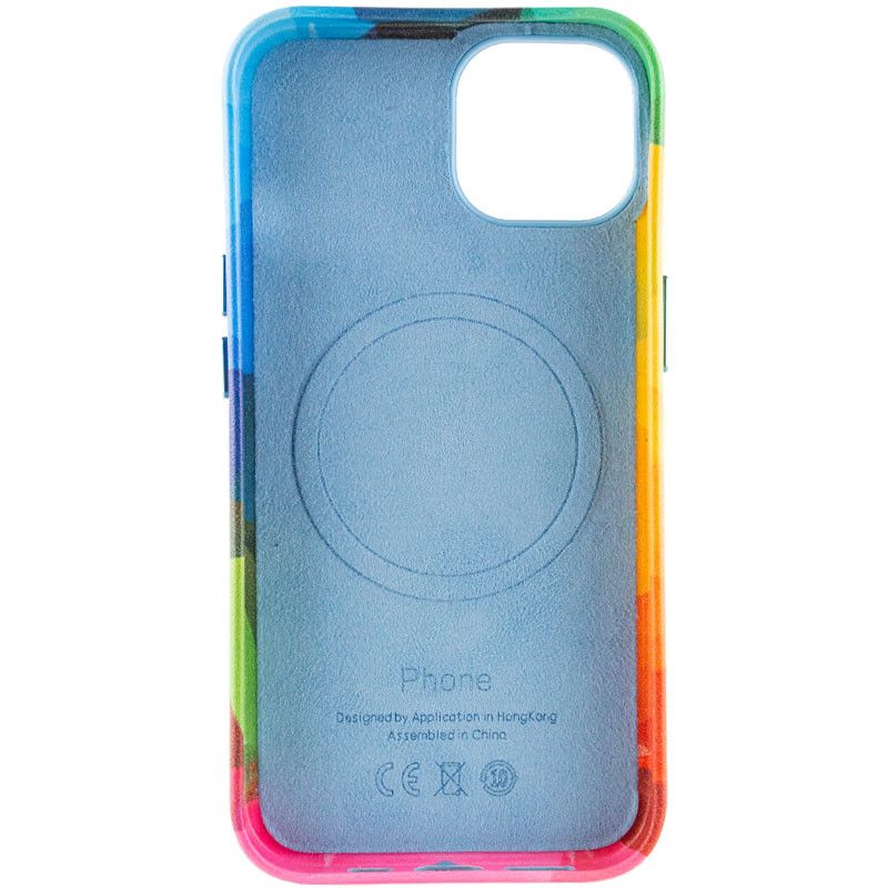 Чехол кожаний Colour Splash with MagSafe для Apple iPhone 14 (6.1") (Red / Blue)