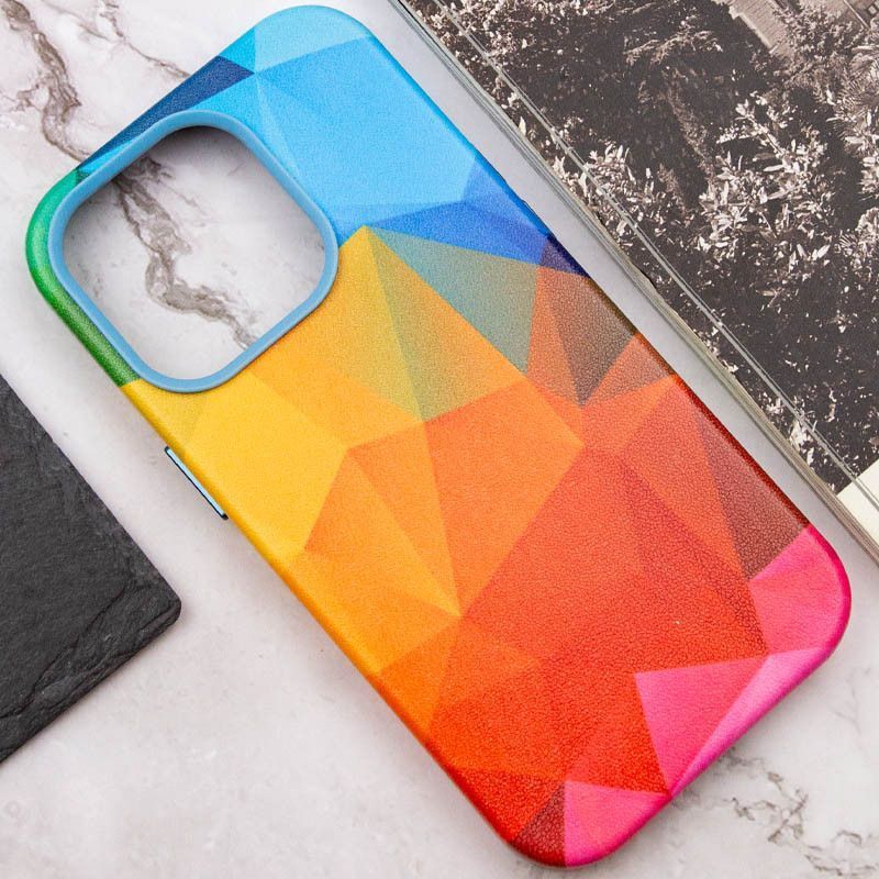 Чохол шкіряний Colour Splash with MagSafe для Apple iPhone 14 Pro Max (6.7") (Red / Blue)