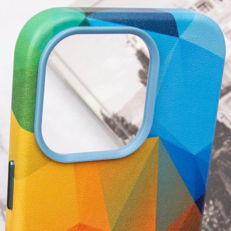 Чохол шкіряний Colour Splash with MagSafe для Apple iPhone 14 Pro Max (6.7") (Red / Blue)