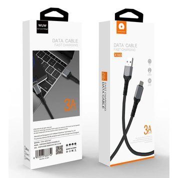 Кабель USB WUW X183 USB - Lightning 3A Ткань/металл Черный