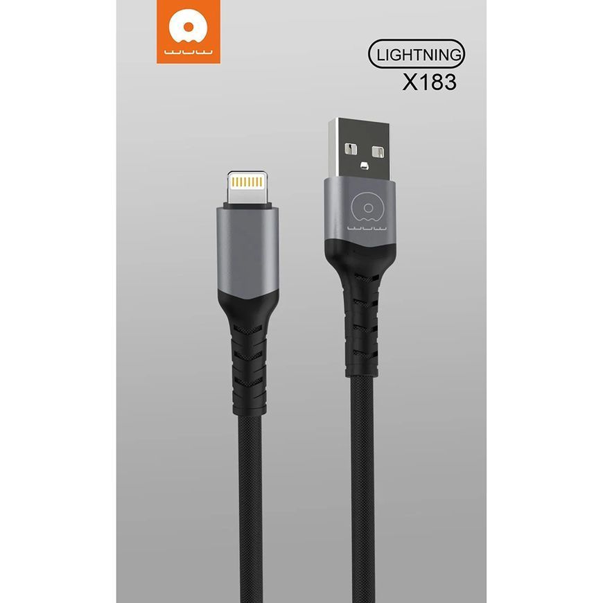 Кабель USB WUW X183 USB - Lightning 3A Ткань/металл Черный