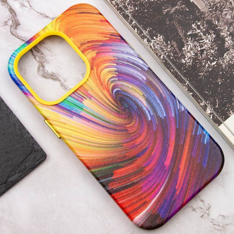 Чехол кожаний Colour Splash with MagSafe для Apple iPhone 14 Pro (6.1") (Red / Blue)