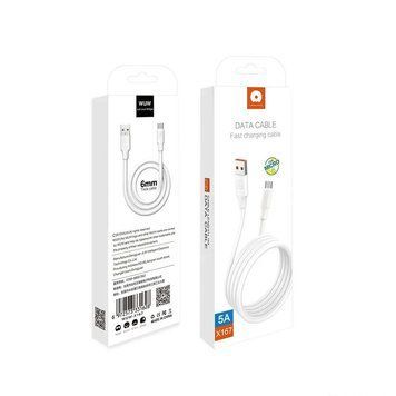 Кабель USB WUW X167 USB - micro 5A 6мм 1М Білий