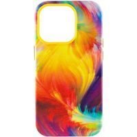 Чехол кожаний Colour Splash with MagSafe для Apple iPhone 14 Pro (6.1") (Yellow / Red)