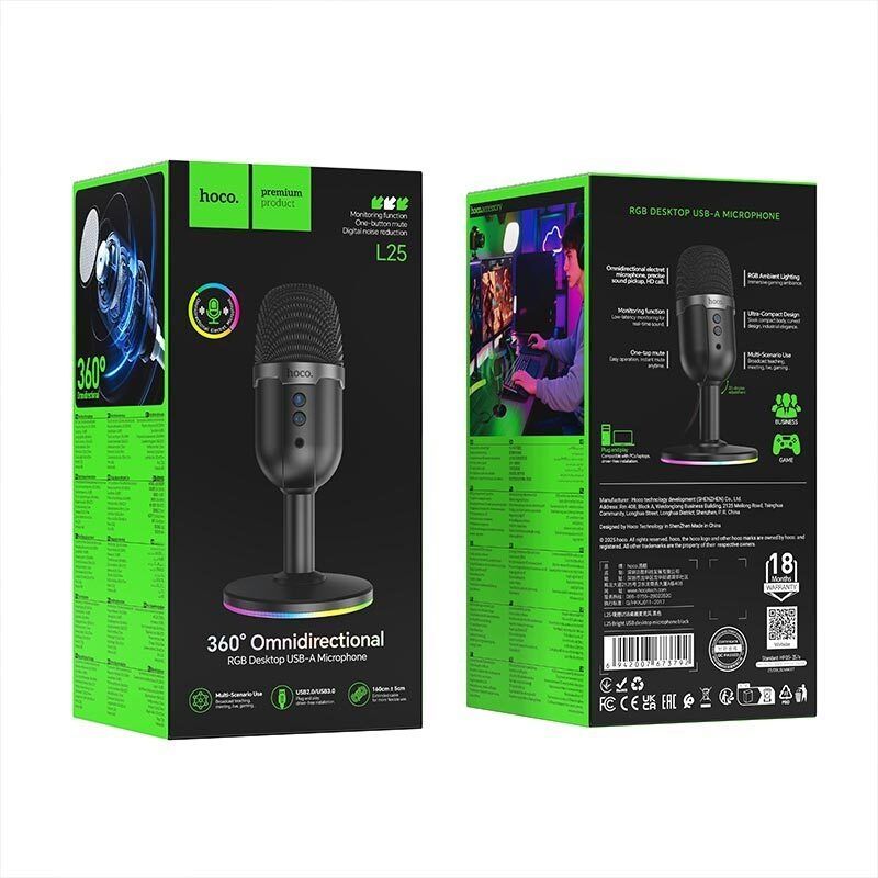 Микрофон для ПК Hoco L25 USB Black