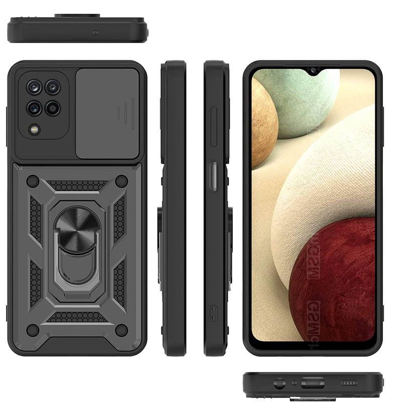 Ударопрочный чехол Camshield Serge Ring for Magnet для Samsung Galaxy A12 (Черный)