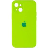 Чехол Silicone Case Full Camera Square Iphone 13 (Салатовый / Neon green)